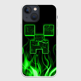 Чехол для iPhone 13 mini с принтом MINECRAFT TEXTURE FIRE в Белгороде,  |  | creeper | fire | game | minecraft | железо | игра | компьютерная | крипер | криппер | майн | майнкрафт | огонь | пламя | текстура
