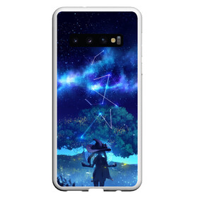 Чехол для Samsung Galaxy S10 с принтом MONA GENSHIN IMPACT в Белгороде, Силикон | Область печати: задняя сторона чехла, без боковых панелей | багровая заря | геншин испакт | гидро | дерево | звезда | звезды | лес | мона | мона мегистус | мондштадт | небо | персонаж | светлячки | синее | синий | синяя | созвездие | созвездия | тейват
