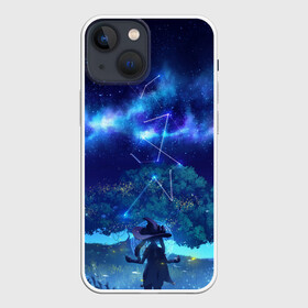Чехол для iPhone 13 mini с принтом MONA GENSHIN IMPACT в Белгороде,  |  | багровая заря | геншин испакт | гидро | дерево | звезда | звезды | лес | мона | мона мегистус | мондштадт | небо | персонаж | светлячки | синее | синий | синяя | созвездие | созвездия | тейват