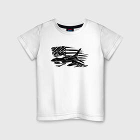 Детская футболка хлопок с принтом Самолет в Белгороде, 100% хлопок | круглый вырез горловины, полуприлегающий силуэт, длина до линии бедер | авиатор | авиация | американский флаг | армия сша | флаг сша | черно белый флаг