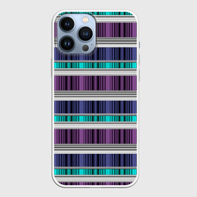 Чехол для iPhone 13 Pro Max с принтом Бирюзово сиреневый полосатый в Белгороде,  |  | абстрактный | бирюзовый | модный | разноцветный полосы | серый | современный | фиолетовый