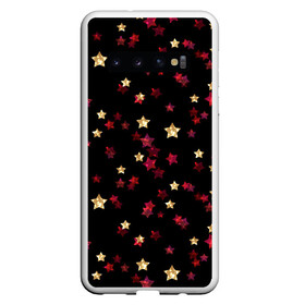 Чехол для Samsung Galaxy S10 с принтом Блестящие звезды на черном в Белгороде, Силикон | Область печати: задняя сторона чехла, без боковых панелей | абстрактный | блеск | детский | женский | звезды | золото | золотые звезды