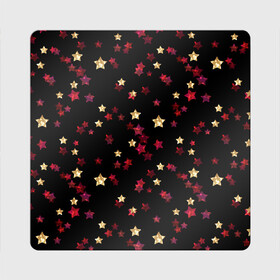 Магнит виниловый Квадрат с принтом Блестящие звезды на черном в Белгороде, полимерный материал с магнитным слоем | размер 9*9 см, закругленные углы | абстрактный | блеск | детский | женский | звезды | золото | золотые звезды