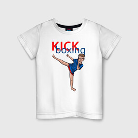 Детская футболка хлопок с принтом Кикбокс в Белгороде, 100% хлопок | круглый вырез горловины, полуприлегающий силуэт, длина до линии бедер | бокс | единоборства | кикбоксинг | спорт. | удар