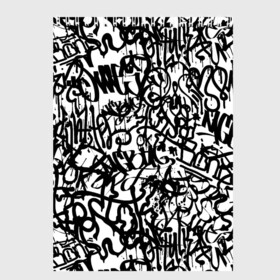 Скетчбук с принтом Graffiti black on white в Белгороде, 100% бумага
 | 48 листов, плотность листов — 100 г/м2, плотность картонной обложки — 250 г/м2. Листы скреплены сверху удобной пружинной спиралью | Тематика изображения на принте: абстракция | граффити | надписи | надписи текстура | паттерн граффити | текстура | текстура граффити | шрифт