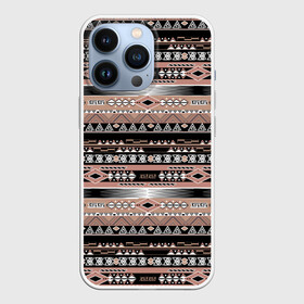 Чехол для iPhone 13 Pro с принтом Полосатый этнический орнамент в Белгороде,  |  | абстрактный | геометрические фигуры | коричневый | полосатый узор | полосы | черный и коричневый | этнический