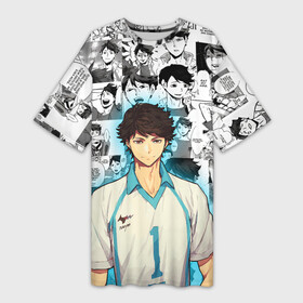 Платье-футболка 3D с принтом ТООРУ ОЙКАВА   OIKAWA TORU в Белгороде,  |  | anime | aoba johsai. | haikyu | manga | oikawa toru | аниме | аобаджосай | волейбол | герой | манга | персонаж | тоору ойкава