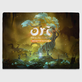 Плед 3D с принтом Ori and the Will of the Wisps в Белгороде, 100% полиэстер | закругленные углы, все края обработаны. Ткань не мнется и не растягивается | adventure | forest spirit | night | ori | ori and the will of the wisps | pc game | shimmer | tree | дерево | дух леса | компьютерная игра | мерцание | ночь | ори | ори и блуждающие огоньки | приключения