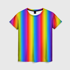 Женская футболка 3D с принтом Color gradient в Белгороде, 100% полиэфир ( синтетическое хлопкоподобное полотно) | прямой крой, круглый вырез горловины, длина до линии бедер | градиент | радуга | текстура | текстура градиента | трендовый градиент | тренды | цветной градиент