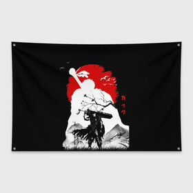 Флаг-баннер с принтом Берсерк силуэт Гатса в Белгороде, 100% полиэстер | размер 67 х 109 см, плотность ткани — 95 г/м2; по краям флага есть четыре люверса для крепления | berserk | аниме | берсерк | бирсерк | гатс | гатц | клеймо