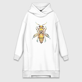 Платье-худи хлопок с принтом Акварельная пчела в Белгороде,  |  | bee | акварель | акварельная пчела | большая пчела | насекомое | пчела | реалистичная пчела