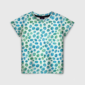 Детская футболка 3D с принтом Драгоценные зеленые камешки в Белгороде, 100% гипоаллергенный полиэфир | прямой крой, круглый вырез горловины, длина до линии бедер, чуть спущенное плечо, ткань немного тянется | абстракция | блестящие | драгоценные камни | зеленый | изумрудный | пятна
