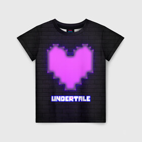 Детская футболка 3D с принтом UNDERTALE PURPLE HEART в Белгороде, 100% гипоаллергенный полиэфир | прямой крой, круглый вырез горловины, длина до линии бедер, чуть спущенное плечо, ткань немного тянется | sans | undertale | андертале | андертейл | игра | подземная история | подземная сказка | санс | сердце | ундертале