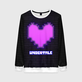 Женский свитшот 3D с принтом UNDERTALE PURPLE HEART в Белгороде, 100% полиэстер с мягким внутренним слоем | круглый вырез горловины, мягкая резинка на манжетах и поясе, свободная посадка по фигуре | sans | undertale | андертале | андертейл | игра | подземная история | подземная сказка | санс | сердце | ундертале