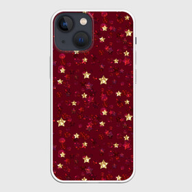 Чехол для iPhone 13 mini с принтом Россыпи золотых звезд в Белгороде,  |  | блеск | блестящий | детский | звезды | золото | золотой и красный | красный | модный
