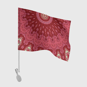 Флаг для автомобиля с принтом Красно-розовый калейдоскоп  в Белгороде, 100% полиэстер | Размер: 30*21 см | восточный | калейдоскоп | красный | красный калейдоскоп | круглый орнамент | орнамент | этнический