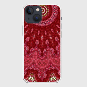 Чехол для iPhone 13 mini с принтом Красно розовый калейдоскоп в Белгороде,  |  | восточный | калейдоскоп | красный | красный калейдоскоп | круглый орнамент | орнамент | этнический