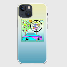 Чехол для iPhone 13 mini с принтом Яркая аппликация для мальчика в Белгороде,  |  | автомобиль | аппликация | деревья | детский | для мальчика | иллюстрация | малышам | машина | часы