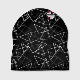 Шапка 3D с принтом Черно-белый геометрический  в Белгороде, 100% полиэстер | универсальный размер, печать по всей поверхности изделия | абстрактный | аппликация | геометрический | модный | треугольники | футбол | футбольный клуб | черно белый | черный фон