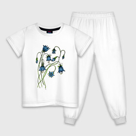 Детская пижама хлопок с принтом Колокольчики лесные в Белгороде, 100% хлопок |  брюки и футболка прямого кроя, без карманов, на брюках мягкая резинка на поясе и по низу штанин
 | blue | bluebells | drawing | nature | plants | голубые | колокольчики | природа | рисунок