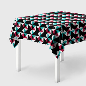 Скатерть 3D с принтом Красно-черный абстрактный узор в Белгороде, 100% полиэстер (ткань не мнется и не растягивается) | Размер: 150*150 см | абстрактный | геометрические фигуры | модный | молодежный | ртеугольники | современный