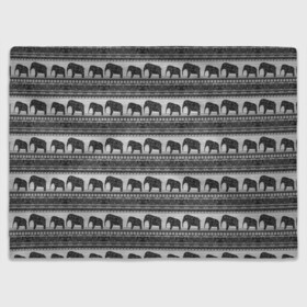 Плед 3D с принтом Черно-белый узор слоны в Белгороде, 100% полиэстер | закругленные углы, все края обработаны. Ткань не мнется и не растягивается | африканский | монохромный узор | орнамент | полосы | серый | серый и черный | слоны | этнический