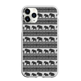 Чехол для iPhone 11 Pro матовый с принтом Черно-белый узор слоны в Белгороде, Силикон |  | Тематика изображения на принте: африканский | монохромный узор | орнамент | полосы | серый | серый и черный | слоны | этнический