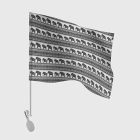 Флаг для автомобиля с принтом Черно-белый узор слоны в Белгороде, 100% полиэстер | Размер: 30*21 см | африканский | монохромный узор | орнамент | полосы | серый | серый и черный | слоны | этнический