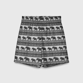 Детские спортивные шорты 3D с принтом Черно-белый узор слоны в Белгороде,  100% полиэстер
 | пояс оформлен широкой мягкой резинкой, ткань тянется
 | Тематика изображения на принте: африканский | монохромный узор | орнамент | полосы | серый | серый и черный | слоны | этнический