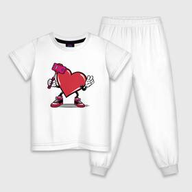 Детская пижама хлопок с принтом Сердечко сэлфи в Белгороде, 100% хлопок |  брюки и футболка прямого кроя, без карманов, на брюках мягкая резинка на поясе и по низу штанин
 | Тематика изображения на принте: peace | selfi | мир | сердечко | сердце | сэлфи | фотка