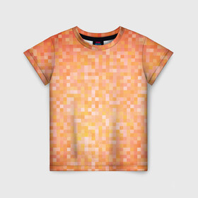Детская футболка 3D с принтом Оранжевая пиксель абстракция в Белгороде, 100% гипоаллергенный полиэфир | прямой крой, круглый вырез горловины, длина до линии бедер, чуть спущенное плечо, ткань немного тянется | halloween | pixel art | абстракция | оранжевый | осенний | пиксели | пиксель арт | пиксельный | рыжий | хэллоуин