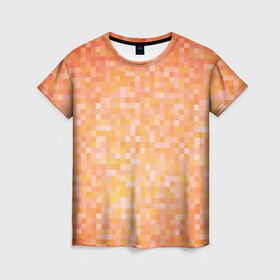 Женская футболка 3D с принтом Оранжевая пиксель абстракция в Белгороде, 100% полиэфир ( синтетическое хлопкоподобное полотно) | прямой крой, круглый вырез горловины, длина до линии бедер | halloween | pixel art | абстракция | оранжевый | осенний | пиксели | пиксель арт | пиксельный | рыжий | хэллоуин
