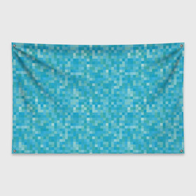 Флаг-баннер с принтом Бирюзовая пиксель абстракция в Белгороде, 100% полиэстер | размер 67 х 109 см, плотность ткани — 95 г/м2; по краям флага есть четыре люверса для крепления | pixel art | абстракция | бирюзовый | изумрудный | пиксели | пиксель арт | пиксельный