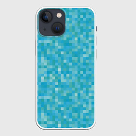 Чехол для iPhone 13 mini с принтом Бирюзовая пиксель абстракция в Белгороде,  |  | pixel art | абстракция | бирюзовый | изумрудный | пиксели | пиксель арт | пиксельный