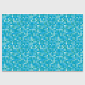 Поздравительная открытка с принтом Бирюзовая пиксель абстракция в Белгороде, 100% бумага | плотность бумаги 280 г/м2, матовая, на обратной стороне линовка и место для марки
 | Тематика изображения на принте: pixel art | абстракция | бирюзовый | изумрудный | пиксели | пиксель арт | пиксельный