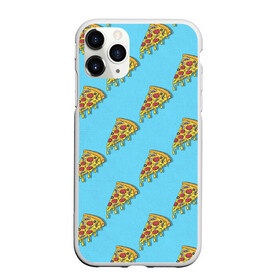 Чехол для iPhone 11 Pro матовый с принтом Пицца паттерн на голубом в Белгороде, Силикон |  | еда | итальянская кухня | кусок пиццы | паттерн | пицца | пицца пепперони | пицца с колбасой и сыром | слайс | фаст фуд
