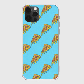 Чехол для iPhone 12 Pro Max с принтом Пицца паттерн на голубом в Белгороде, Силикон |  | Тематика изображения на принте: еда | итальянская кухня | кусок пиццы | паттерн | пицца | пицца пепперони | пицца с колбасой и сыром | слайс | фаст фуд