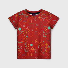 Детская футболка 3D с принтом Mathematics Geometry Geometric в Белгороде, 100% гипоаллергенный полиэфир | прямой крой, круглый вырез горловины, длина до линии бедер, чуть спущенное плечо, ткань немного тянется | Тематика изображения на принте: plus | геометрический узор | круги | прямоугольник | треугольник