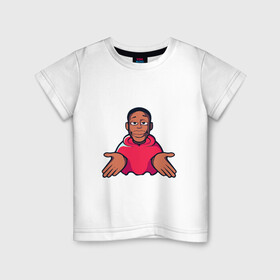Детская футболка хлопок с принтом khaby.lame в Белгороде, 100% хлопок | круглый вырез горловины, полуприлегающий силуэт, длина до линии бедер | африканец | большие губы | кхаби | лэйм | настроение | позитив | поп арт. | популярный | популярный блогер | розовая толстовка | хаби ламе