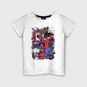 Детская футболка хлопок с принтом Семейка монстров в Белгороде, 100% хлопок | круглый вырез горловины, полуприлегающий силуэт, длина до линии бедер | мифические существа | монстры | страшилка | существа | сущности | ужастик | фэнтези