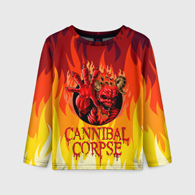 Детский лонгслив 3D с принтом Cannibal Corpse | Труп Канниба в Белгороде, 100% полиэстер | длинные рукава, круглый вырез горловины, полуприлегающий силуэт
 | cannibal | cannibal corpse | corpse | death metal | deathgrind | алекс уэбстер | брутальный дэт метал | дэт метал | дэтграйнд | пол мазуркевич | роб барретт | труп каннибала