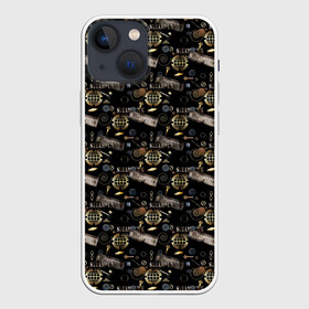 Чехол для iPhone 13 mini с принтом Стимпанк . Черный фон. в Белгороде,  |  | ключи | креативный | металлический | металлический предметы | модный | современный | стильный узор | черный