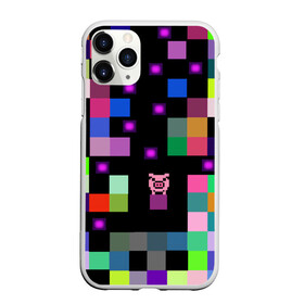 Чехол для iPhone 11 Pro матовый с принтом Arcade Pig в Белгороде, Силикон |  | аркада | аркадная игра | мозайка из пикселей | разноцветные квадраты | свинка | свинья на кубе | цифровые кубики