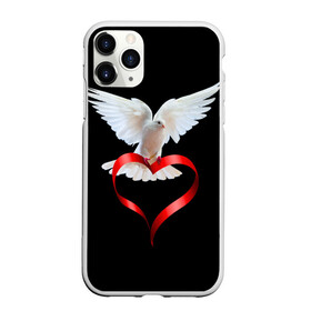 Чехол для iPhone 11 Pro матовый с принтом Голубь любви в Белгороде, Силикон |  | Тематика изображения на принте: белый | голубь | красивый | ленточка | любовь | сердце