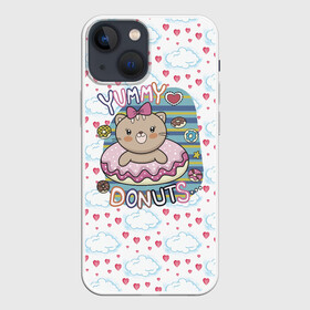 Чехол для iPhone 13 mini с принтом Мишка в пончике в Белгороде,  |  | девочка | медведь | медвежонок | мишка | пончик | сладости