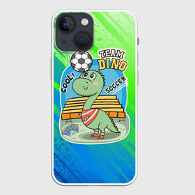 Чехол для iPhone 13 mini с принтом Динозаврик футболист в Белгороде,  |  | soccer | дино | динозавр | динозаврик | мячик | футбол