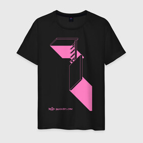 Мужская футболка хлопок с принтом architecton_one_pink в Белгороде, 100% хлопок | прямой крой, круглый вырез горловины, длина до линии бедер, слегка спущенное плечо. | архитектон | архитектура | геометрия | конструкция | тени