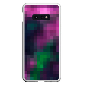 Чехол для Samsung S10E с принтом Разноцветный геометрический уз в Белгороде, Силикон | Область печати: задняя сторона чехла, без боковых панелей | Тематика изображения на принте: абстрактный | геометрический | зеленый | квадраты | клетка | клетчатый узор | молодежный | сиреневый | фиолетовый