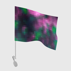 Флаг для автомобиля с принтом Разноцветный геометрический уз в Белгороде, 100% полиэстер | Размер: 30*21 см | абстрактный | геометрический | зеленый | квадраты | клетка | клетчатый узор | молодежный | сиреневый | фиолетовый