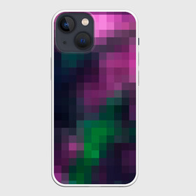 Чехол для iPhone 13 mini с принтом Разноцветный геометрический уз в Белгороде,  |  | абстрактный | геометрический | зеленый | квадраты | клетка | клетчатый узор | молодежный | сиреневый | фиолетовый